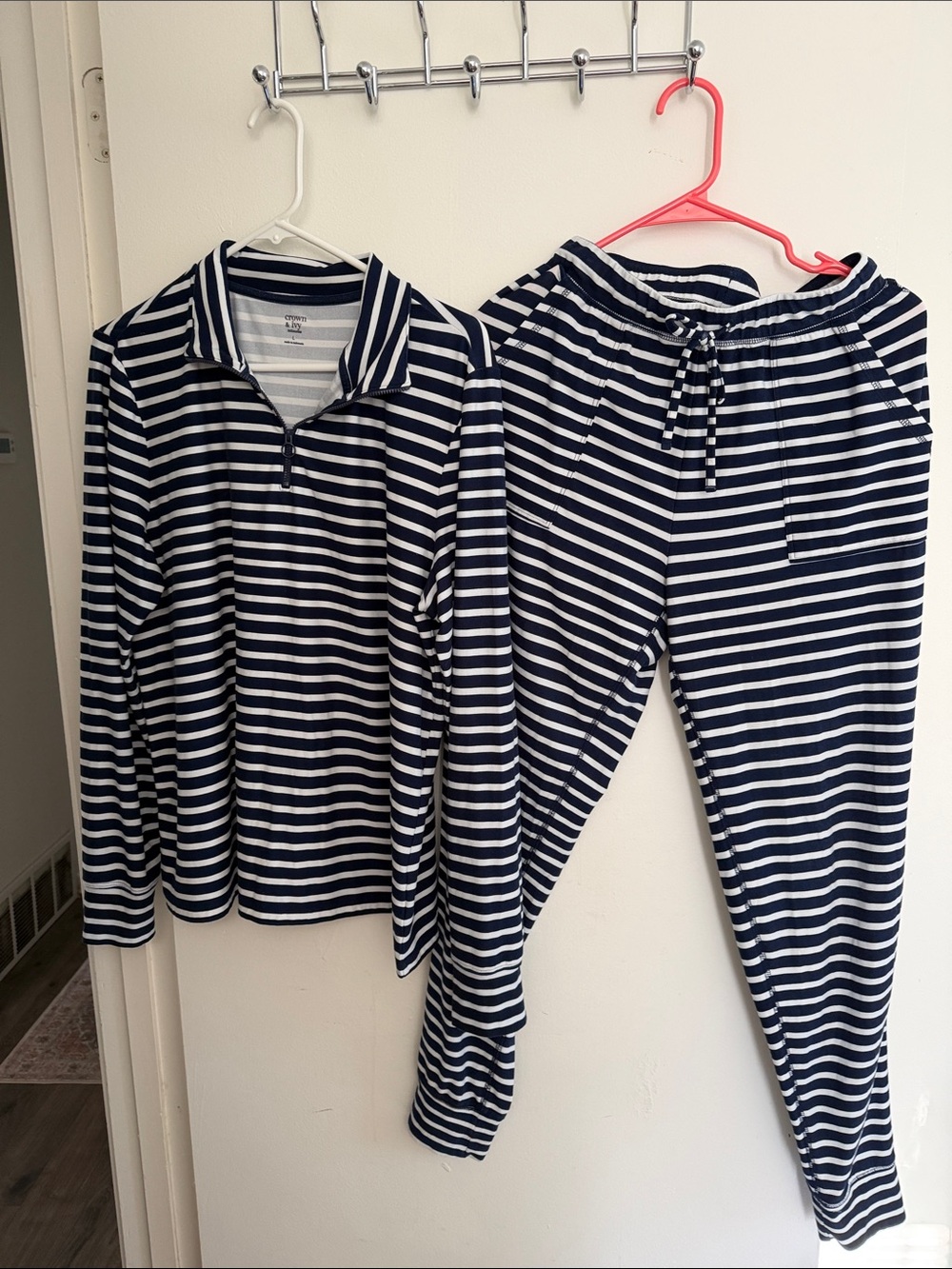 Crown & Ivy Navy and White Striped women’s loungewear
